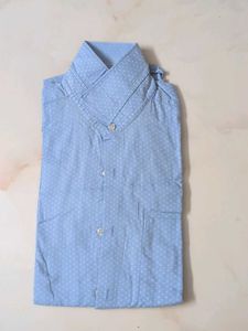 Louis Philippe Men's Blue Dotted Button-Down Shirt