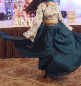 Teal Palazzo with Floral Blouse and Dupatta