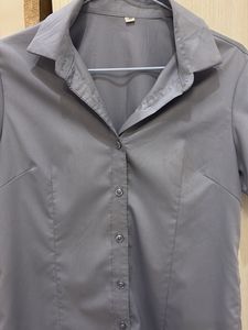 fitted blue shirt