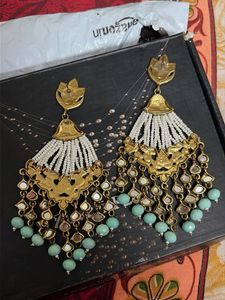 Stunning Mint Green Jhumka Earrings