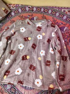Cozy Bear & Flower Pajama Top