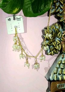 Handmade Pearl Chainnetic earrings with chain