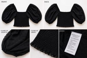 Chic Black Puff Sleeve Smocked Crop Top