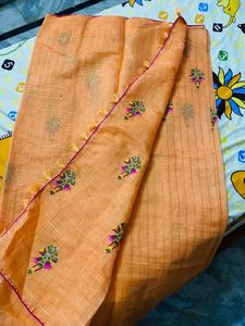 Elegant Embroidered Orange Saree