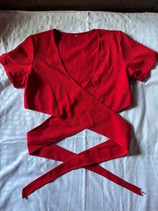 Red Wrap Around Crop Top