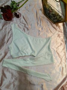 One Shoulder Crop Top with Tie