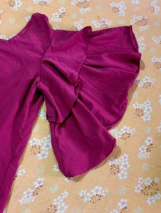 Maroon Ruffle Sleeve Crop Top