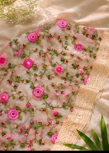 Exquisite Floral Embroidered Saree