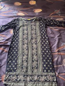 Navy Blue Printed Kurti