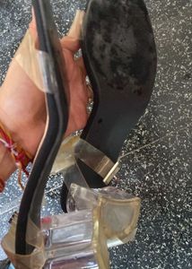 Forever 21 Stylish Black &amp; Clear Strap Sandals