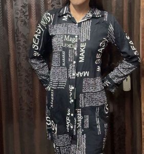 Trendy Graphic Print Shirt Dress