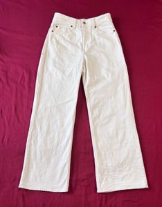 H&amp;M White Wide Leg Jeans