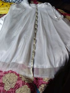 Elegant White Embroidered Blouse &amp; Skirt Set