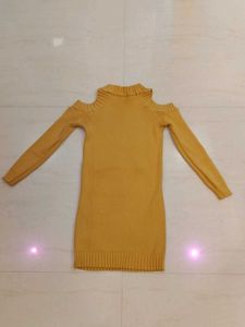 Mustard Cold Shoulder Sweater Dress