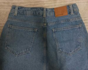 Denim Button-Front Mini Skirt