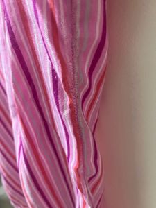 Pink Striped Cotton Blend Straight Kurta