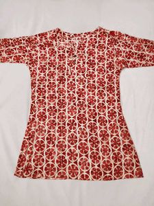 Red Floral Print Kurta