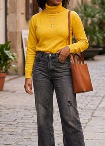 Yellow Long Sleeve Turtle neck Top