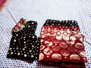 Elegant Black &amp; Red Banarasi Silk Saree