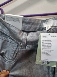 new with tags - h&amp;m Silver Metallic Jeans