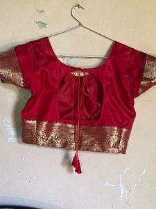 Red Ethnic Blouse with Gold Border