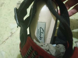 Clarks Black &amp; Red Shola Curtain Embellished