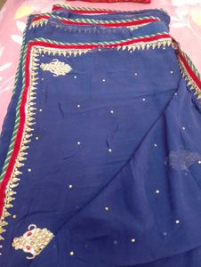 Royal Blue Embroidered Saree