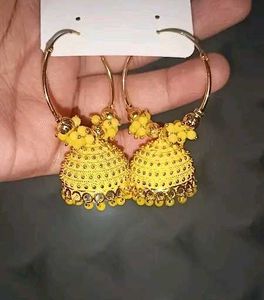 Elegant Yellow Jhumka Earrings