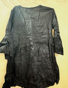 Black Embroidered Flared Kurta