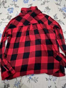 Popular H&amp;M Red &amp; Black Plaid Oversized Shirt