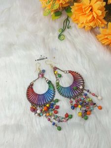multi designer antic  lock silk handmade earrings