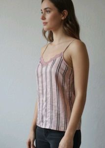 Striped Lace Trim Cami Top