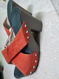 Stylish Red Suede Wedge Sandals
