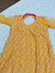 Yellow Embroidered Kurta with Dupatta