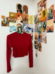 Red Cut-out Long Sleeve Crop Top