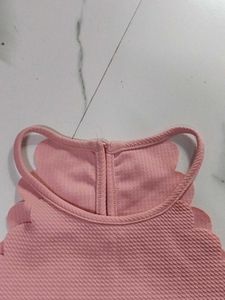 Pink Scallop Neck Halter Top