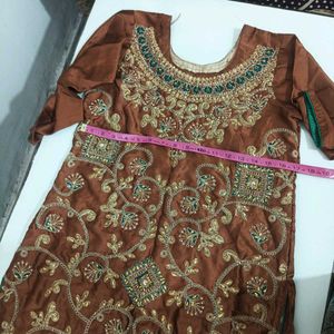 Embellished Brown Kurta Set