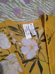 Yellow Floral Print Kimono top