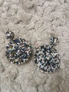 Beaded Circular Earrings and Two heart earring
