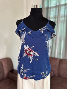 Floral Cold Shoulder Ruffle Top