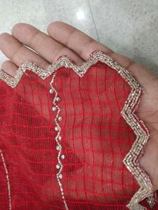 Red Beaded Saree