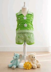 Green Ruffle Shorts Set