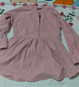 Chic Pink Bell Sleeve Peplum Top
