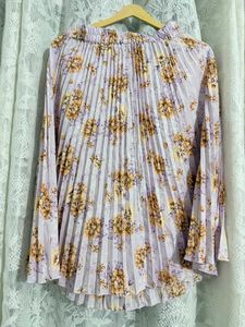 Pleated Floral Midi Skirt