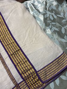 trendy purple kerala saree