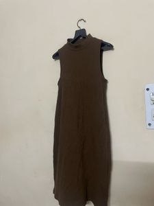 Sleeveless Mock Neck Ribbed Dress