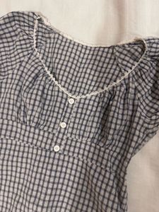 SAVANA Cute Gingham Button-Up Top