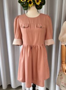 Peach Dress with unique cuff detailing