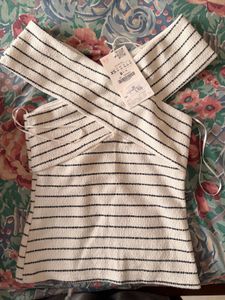 Chic Striped Off-Shoulder ZARA top