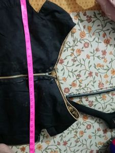 Elegant Black &amp; Gold Embroidered Blouse